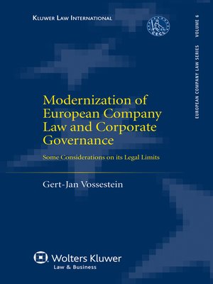 cover image of Modernization of European Company Law and Corporate Governance